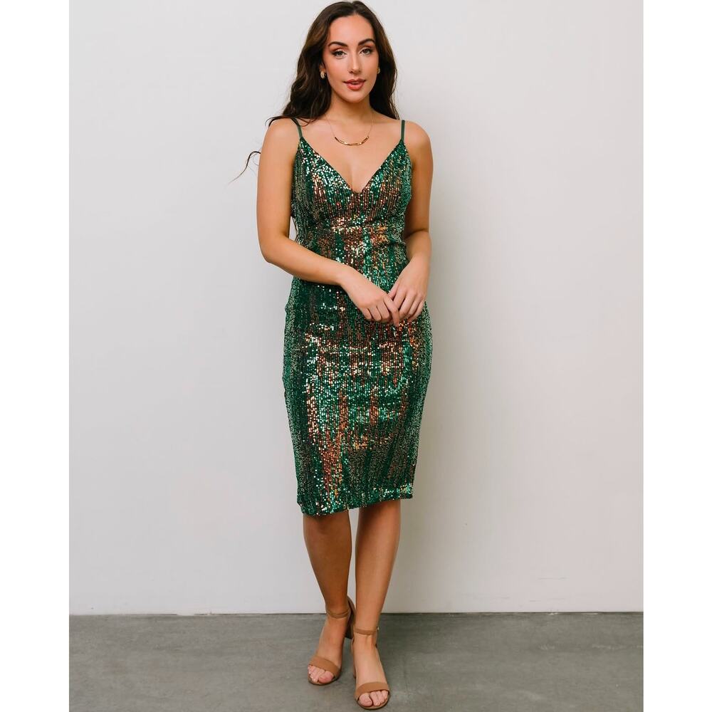 Baltic Born Green Multi Michelle Sequin Mini Dress Women's XL Sparkle Party